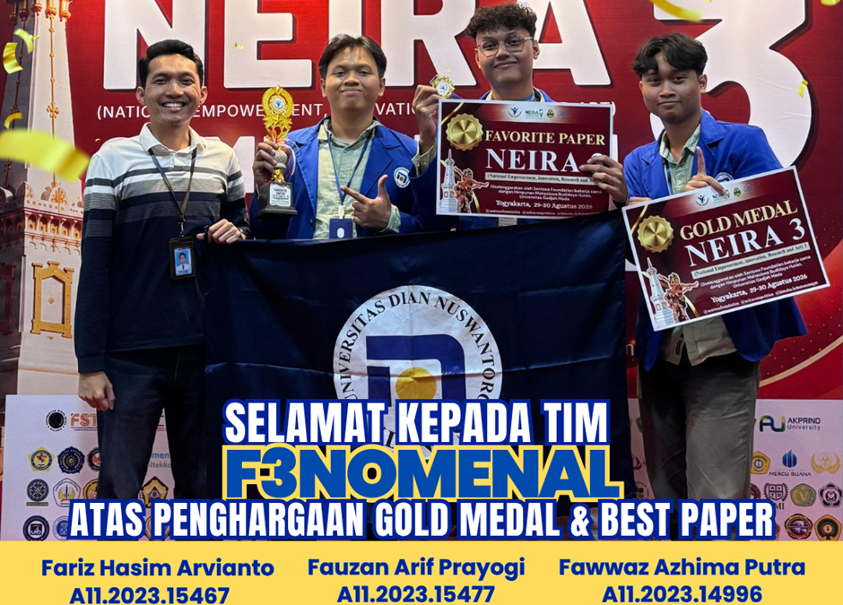 Harumkan Nama UDINUS, Tim Fenomenal Bimbingan Harun Al Azies, M.Stat. Raih Gold Medal & Best Paper